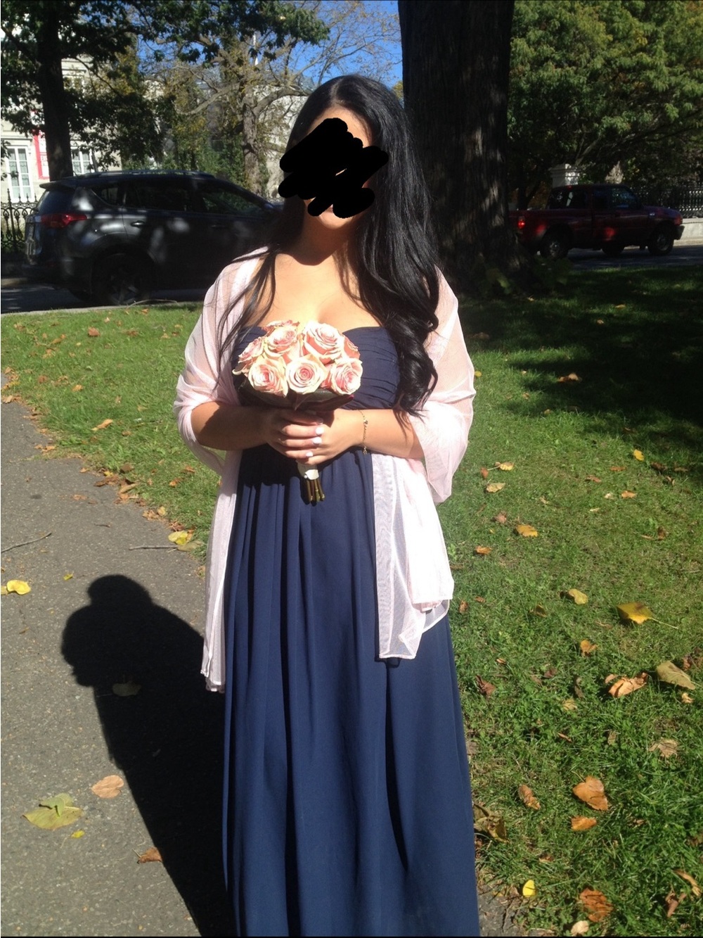 Strapless Navy Blue Bridesmaid/ Prom Dress